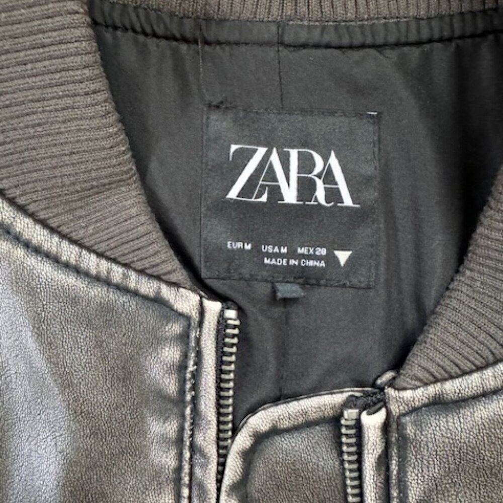 Zara cropped faux leather bomber jacket